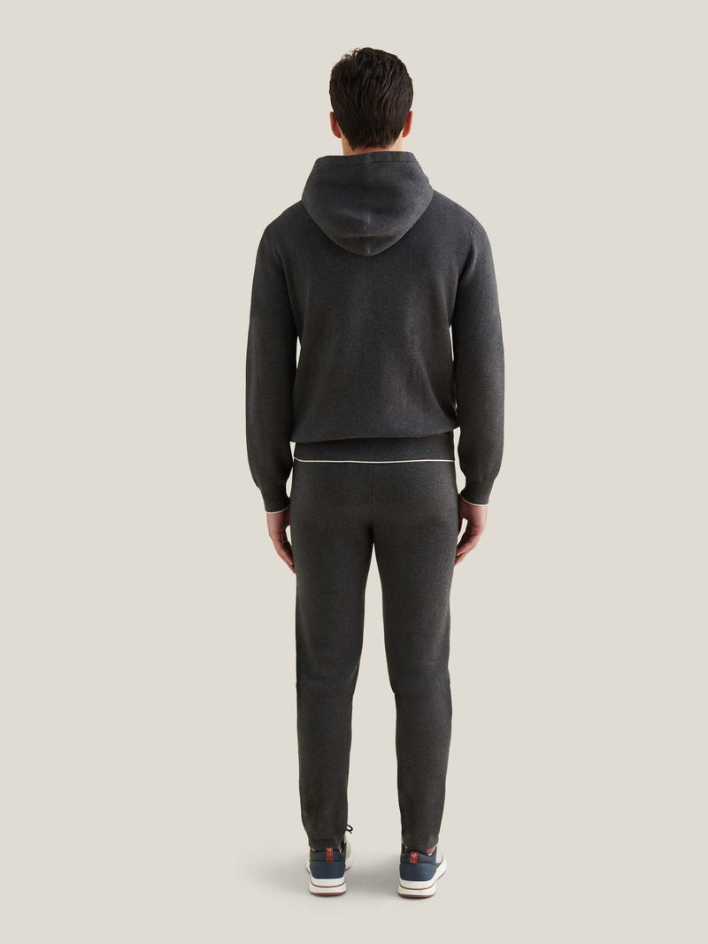 Milano Knit Zip Hoodie in Charcoal Grey