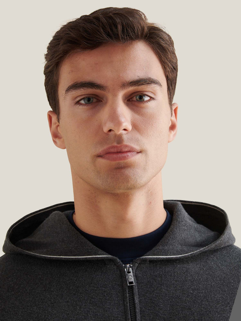 Milano Knit Zip Hoodie in Charcoal Grey