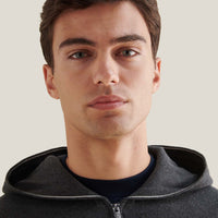 Milano Knit Zip Hoodie in Charcoal Grey