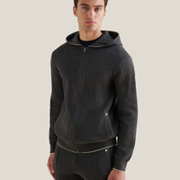 Milano Knit Zip Hoodie in Charcoal Grey