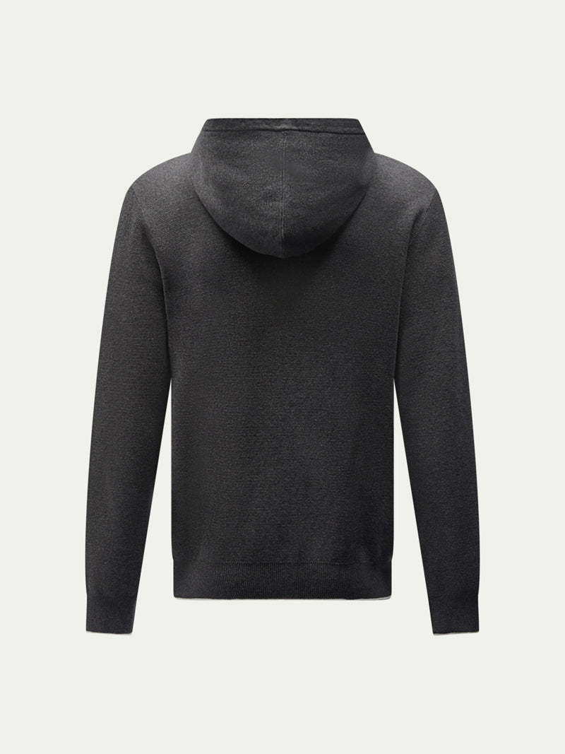 Milano Knit Zip Hoodie in Charcoal Grey