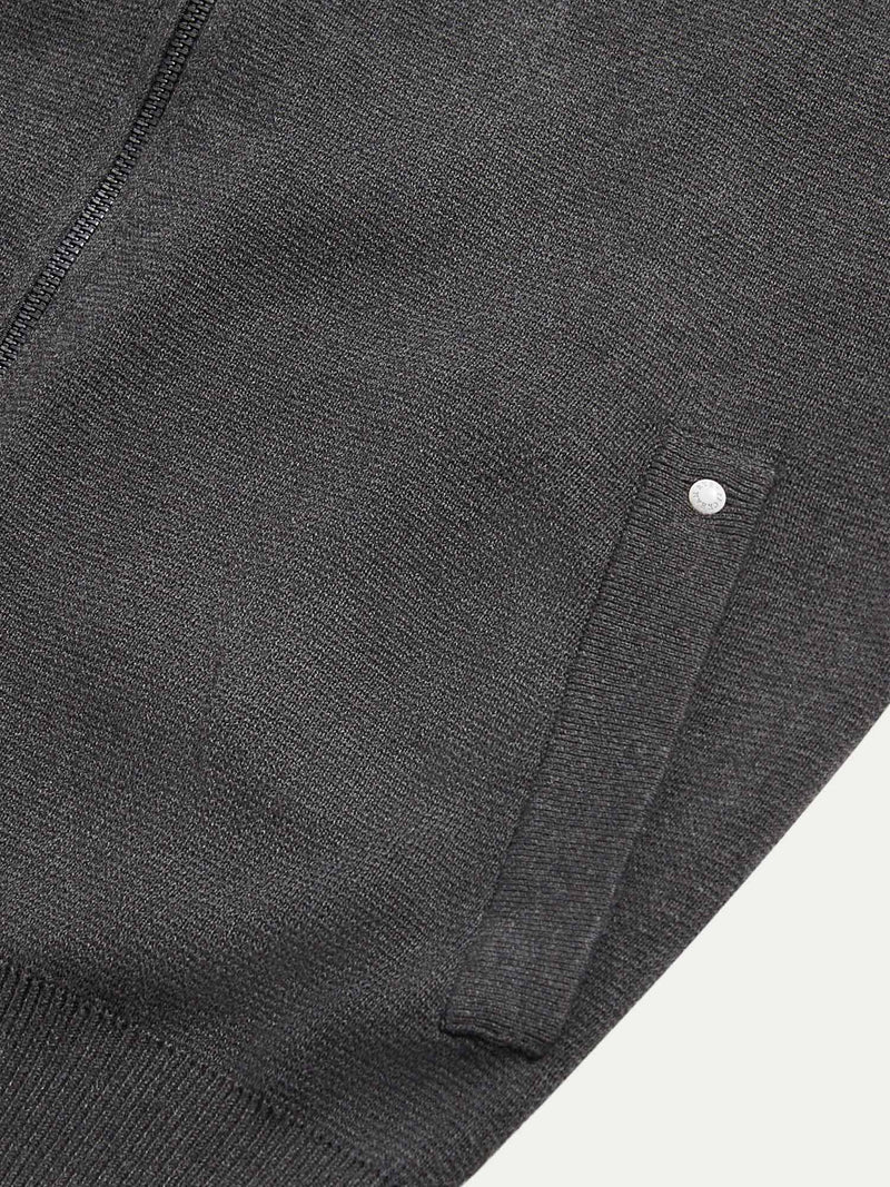 Milano Knit Zip Hoodie in Charcoal Grey