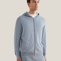 Milano Knit Zip Hoodie in Blue Blizzard