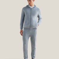 Milano Knit Zip Hoodie in Blue Blizzard