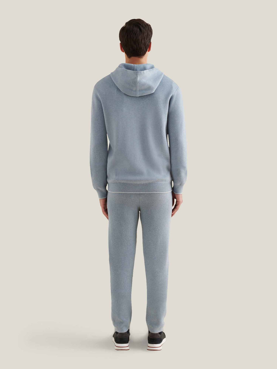 Milano Knit Zip Hoodie in Blue Blizzard