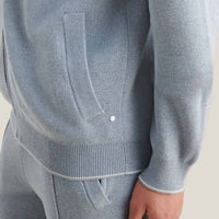 Milano Knit Zip Hoodie in Blue Blizzard