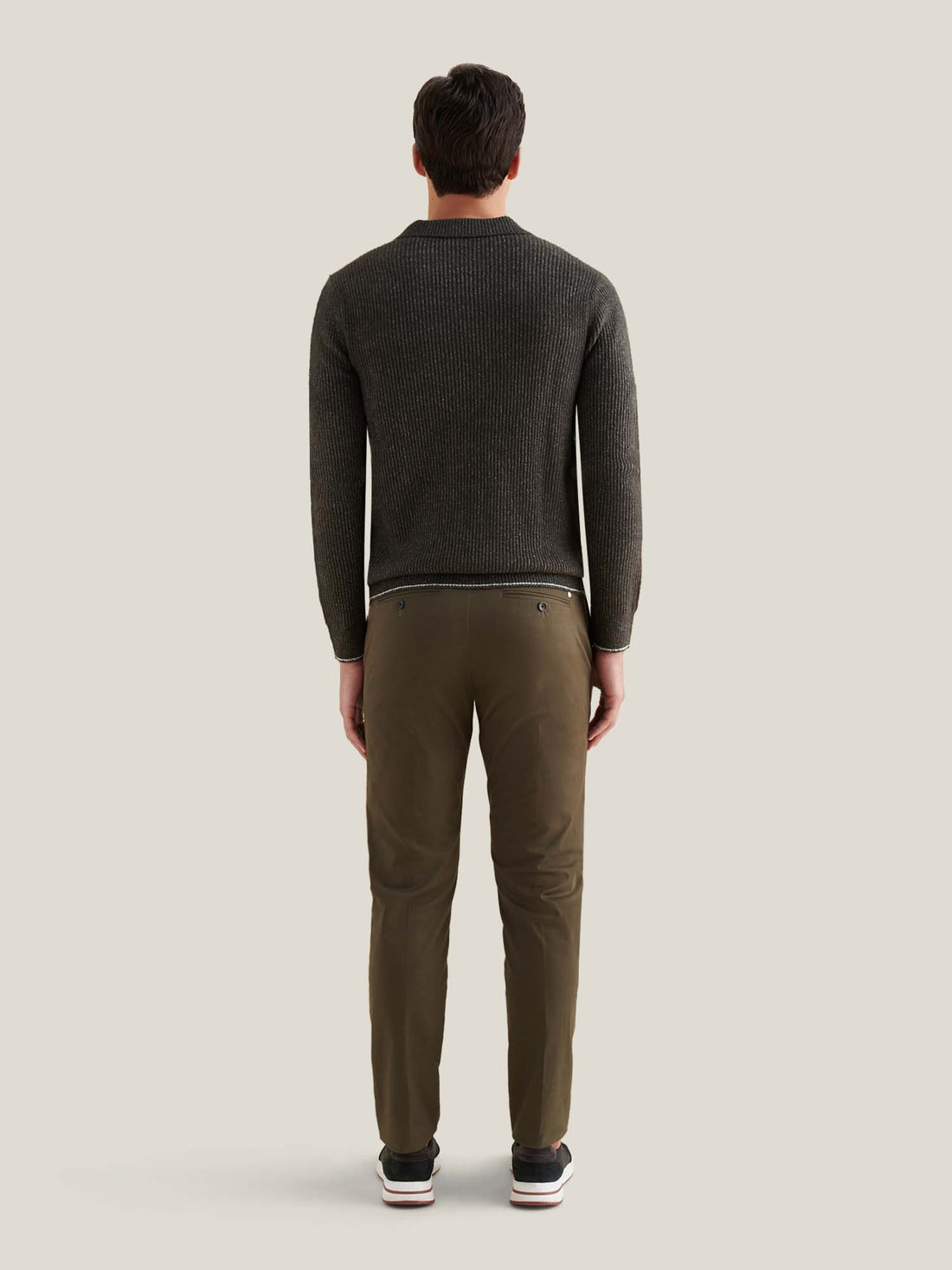 Revere Knit Long Sleeve Polo Shirt in Charcoal Grey
