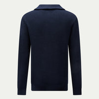 Cotton Knit ¼ Zip Funnel in Dark Sapphire Navy