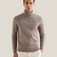 Twisted Yarn Knit Roll Neck in Simply Taupe