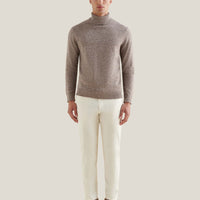 Twisted Yarn Knit Roll Neck in Simply Taupe