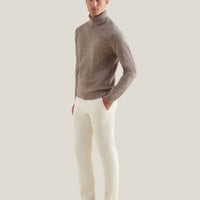 Twisted Yarn Knit Roll Neck in Simply Taupe