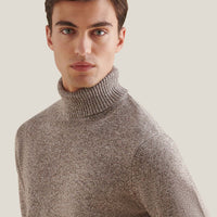 Twisted Yarn Knit Roll Neck in Simply Taupe