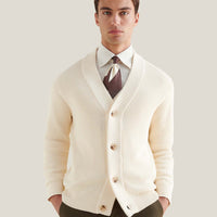 Cotton Knit Cardigan in Egret