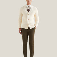 Cotton Knit Cardigan in Egret