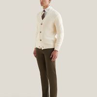 Cotton Knit Cardigan in Egret