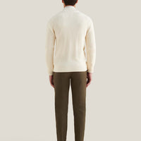 Cotton Knit Cardigan in Egret