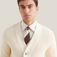 Cotton Knit Cardigan in Egret