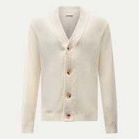 Cotton Knit Cardigan in Egret