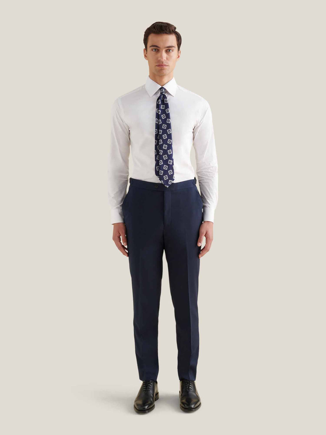 Cotton Poplin Slim Fit High Collar Shirt in Bright White