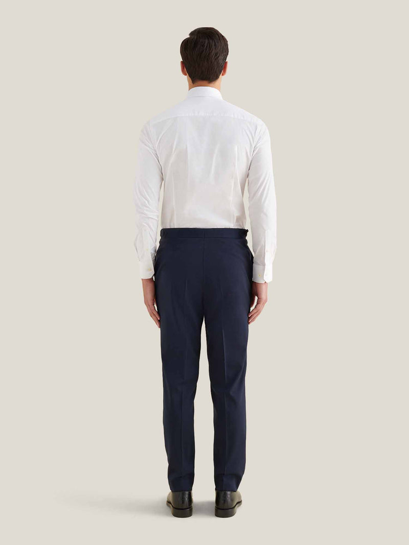 Cotton Poplin Slim Fit High Collar Shirt in Bright White