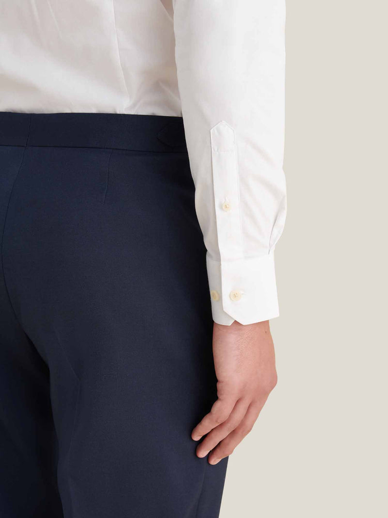 Cotton Poplin Slim Fit High Collar Shirt in Bright White