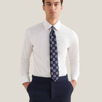 Cotton Poplin Slim Fit High Collar Shirt in Bright White