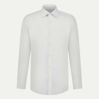 Cotton Poplin Slim Fit High Collar Shirt in Bright White