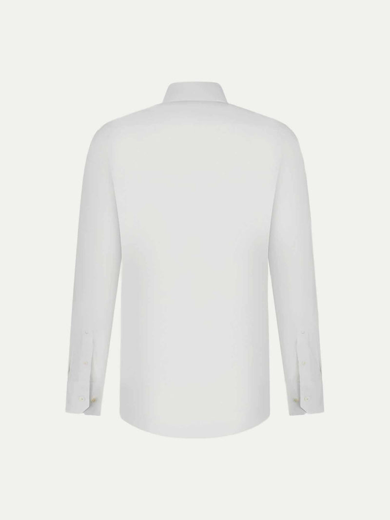 Cotton Poplin Slim Fit High Collar Shirt in Bright White