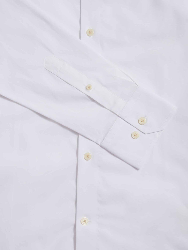 Cotton Poplin Slim Fit High Collar Shirt in Bright White