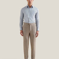 Cotton Poplin Slim Fit High Collar Shirt in Blue Blizzard