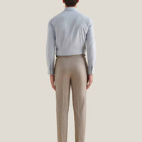 Cotton Poplin Slim Fit High Collar Shirt in Blue Blizzard