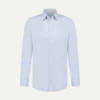 Cotton Poplin Slim Fit High Collar Shirt in Blue Blizzard