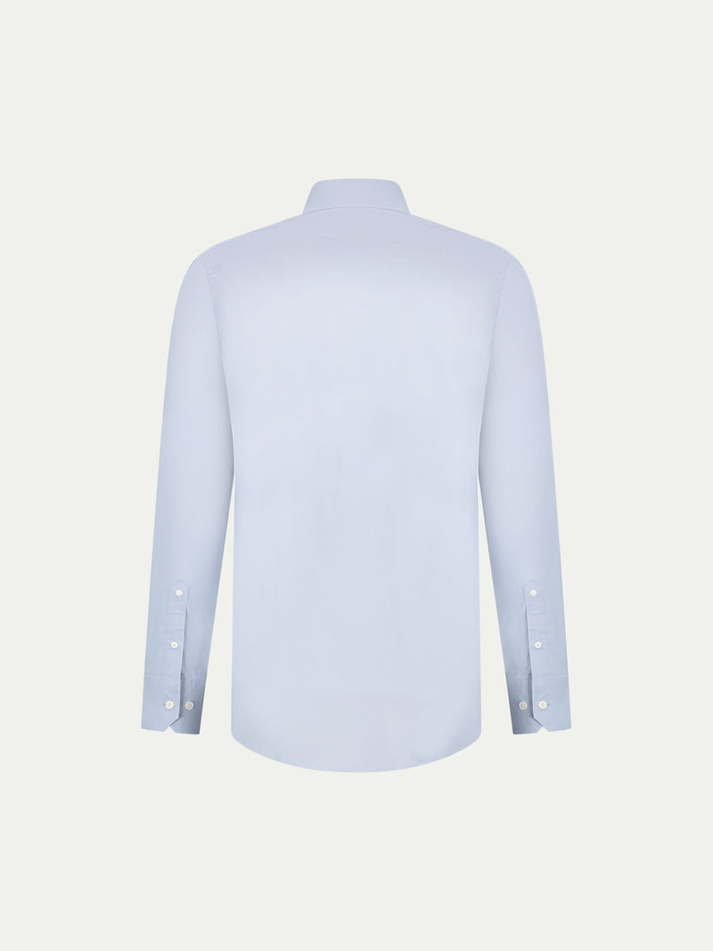 Cotton Poplin Slim Fit High Collar Shirt in Blue Blizzard