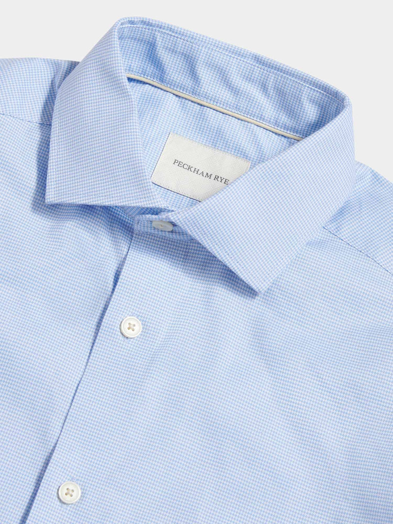 Puppytooth Cutaway Collar Shirt in Blue Blizzard
