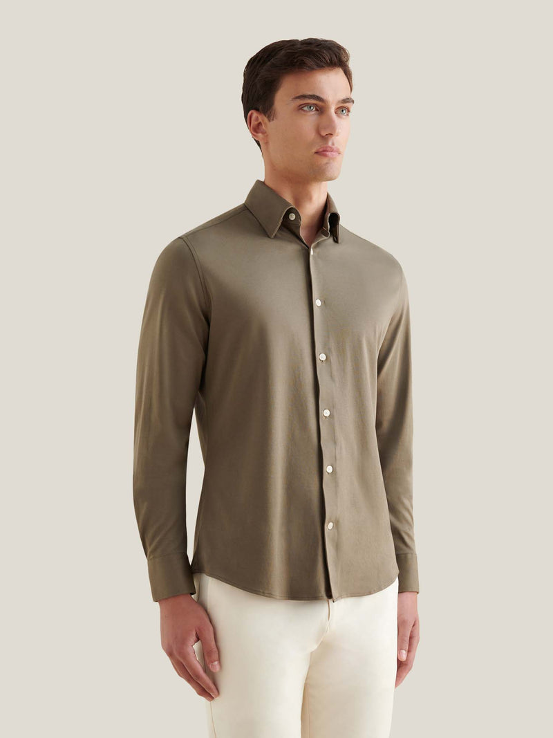 Jersey Hidden-Button Shirt in Sea Turtle