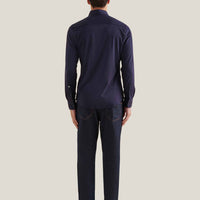 Jersey Hidden-Button Shirt in Dark Sapphire Navy