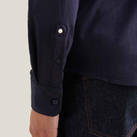 Jersey Hidden-Button Shirt in Dark Sapphire Navy