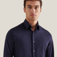 Jersey Hidden-Button Shirt in Dark Sapphire Navy