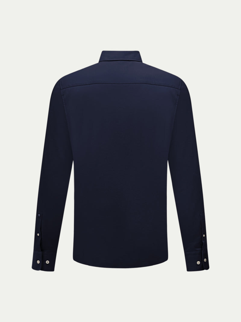 Jersey Hidden-Button Shirt in Dark Sapphire Navy