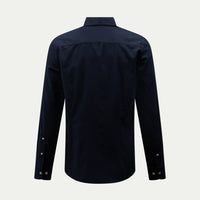 Flannel Herringbone Spread Collar Shirt in Dark Sapphire Navy