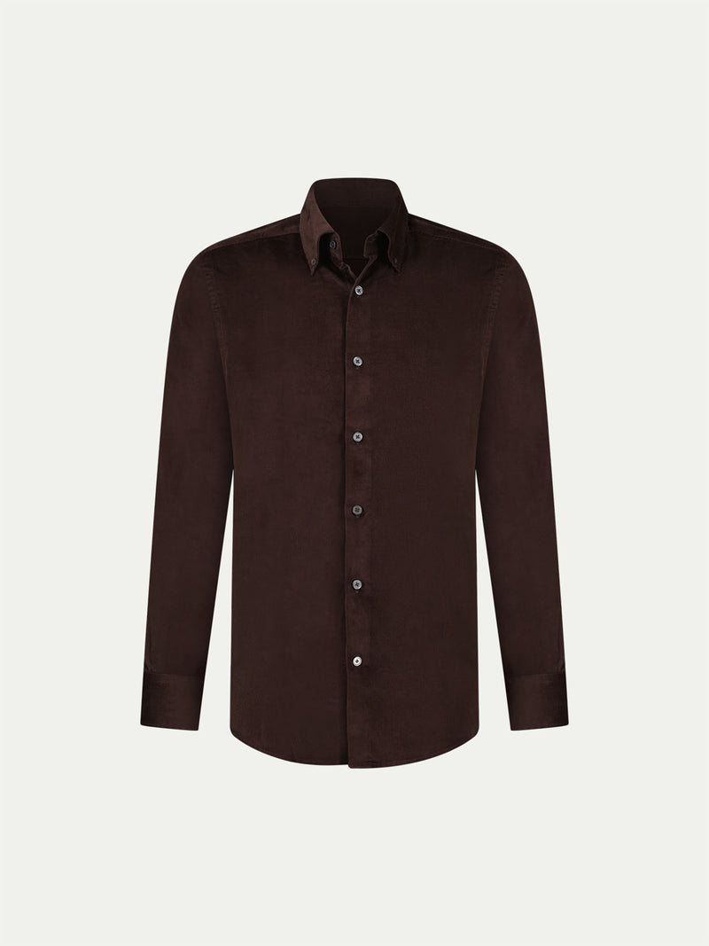 Micro Cord Button-Down Shirt in Java