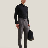 Slub Jersey Long Sleeve Polo Shirt in Black