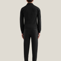 Jersey Interlock Zip Funnel Sweat in Black