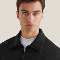 Jersey Interlock Zip Funnel Sweat in Black