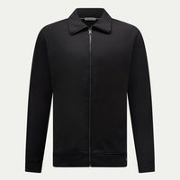 Jersey Interlock Zip Funnel Sweat in Black