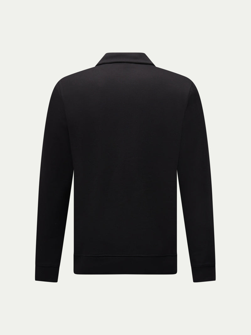 Jersey Interlock Zip Funnel Sweat in Black