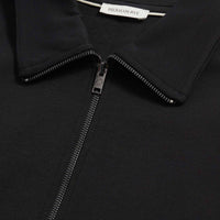 Jersey Interlock Zip Funnel Sweat in Black