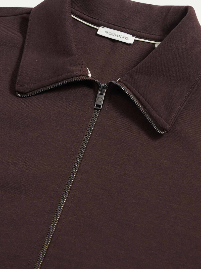 Jersey Interlock Zip Funnel Sweat in Java