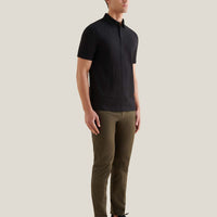 Slub Jersey Polo Shirt in Black