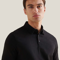 Slub Jersey Polo Shirt in Black